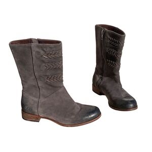 UGG Cailyn Suede Embellished‎ Zipper Ankle Boots Gray Women's Size 6.5